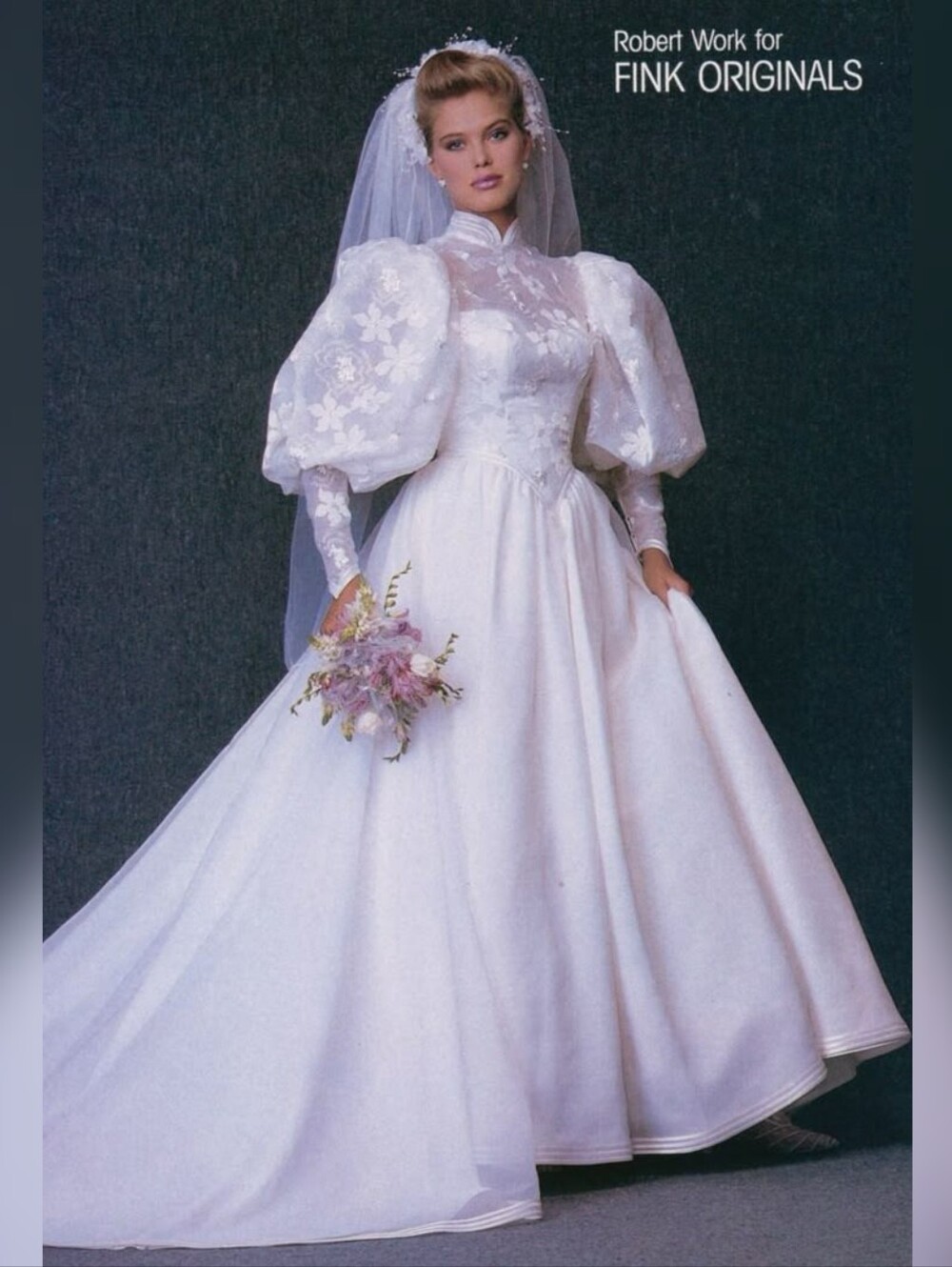 Unbranded Vintage 80s long sleeve Wedding Dress sz 6